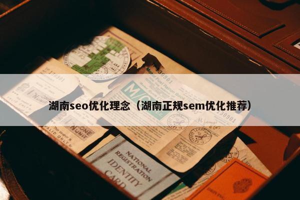 湖南seo优化理念（湖南正规sem优化推荐）