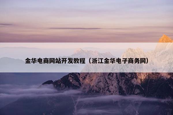 金华电商网站开发教程（浙江金华电子商务网）