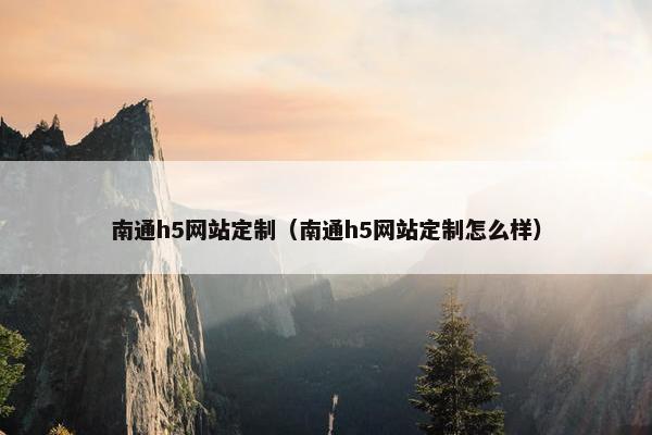 南通h5网站定制（南通h5网站定制怎么样）
