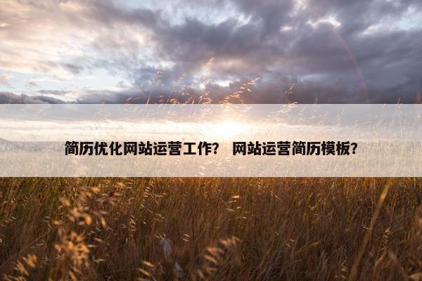 简历优化网站运营工作？ 网站运营简历模板？