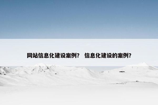 网站信息化建设案例？ 信息化建设的案例？