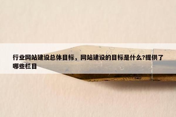 行业网站建设总体目标，网站建设的目标是什么?提供了哪些栏目