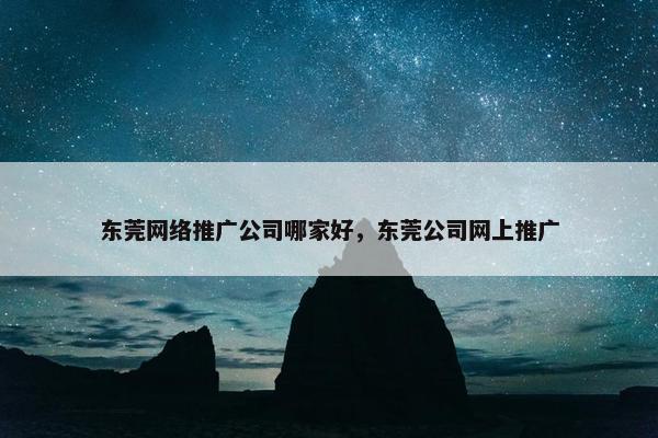 东莞网络推广公司哪家好，东莞公司网上推广