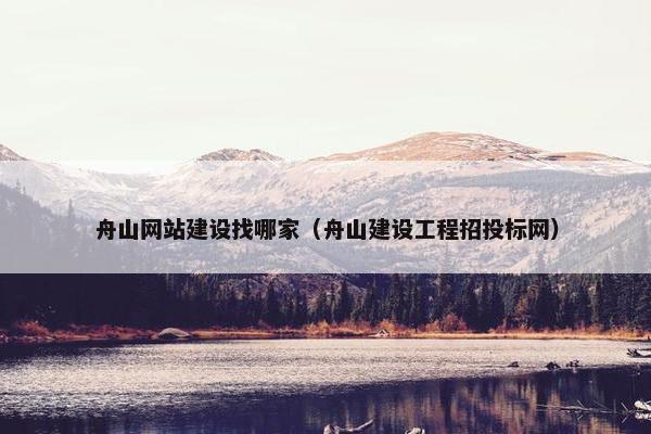舟山网站建设找哪家（舟山建设工程招投标网）
