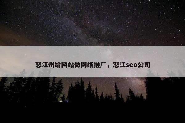 怒江州给网站做网络推广，怒江seo公司